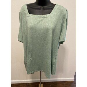 Unbranded  Womens Size 2X Green Square Neck Short Sleeve Top Stretch